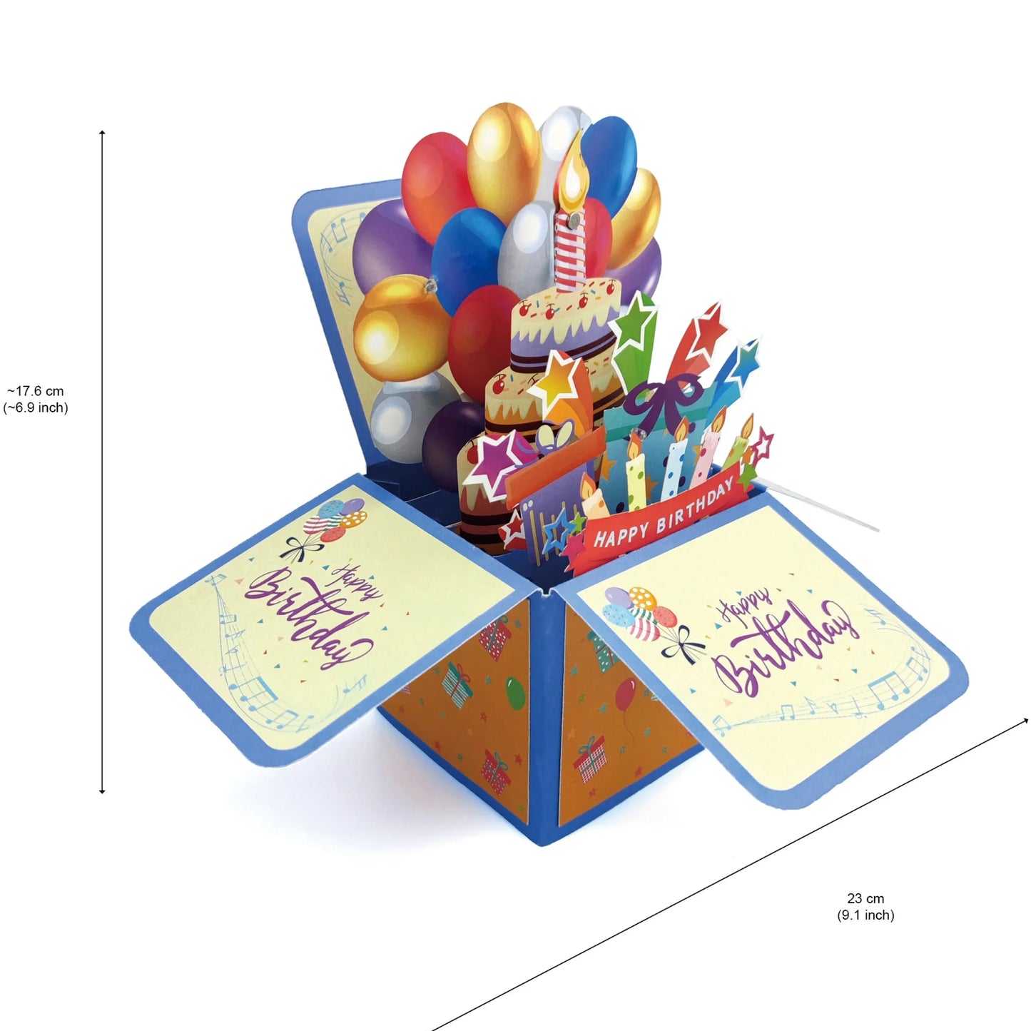 3D Pop Up Music Birthday Greeting Card with Lights and Candles, Creative Musical Card Box Message Card Surprise Birthday Gift