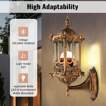 Antique Lantern Wall Lamp Sconce Porch Lamp Garden Outdoor Exterior Wall Light Wall Mount Waterproof Lantern E27