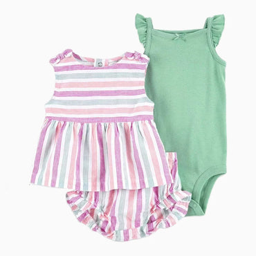 Summer Baby Girls Clothes Set Cotton Flower Fashion Infant Outfits Short Sleeved Bodysuit Shorts 3Pcs kids Clothing 6-24 Months