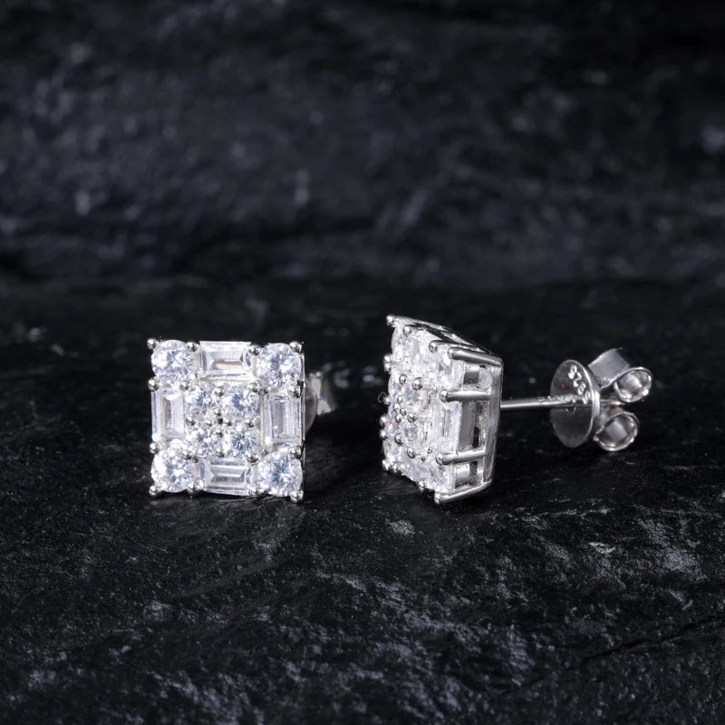 Orginal Silver 925 Stud Earrings for Men Women Luxury D Color Moissanite GRA Certified Push Back HipHop Wedding Jewelry Gifts