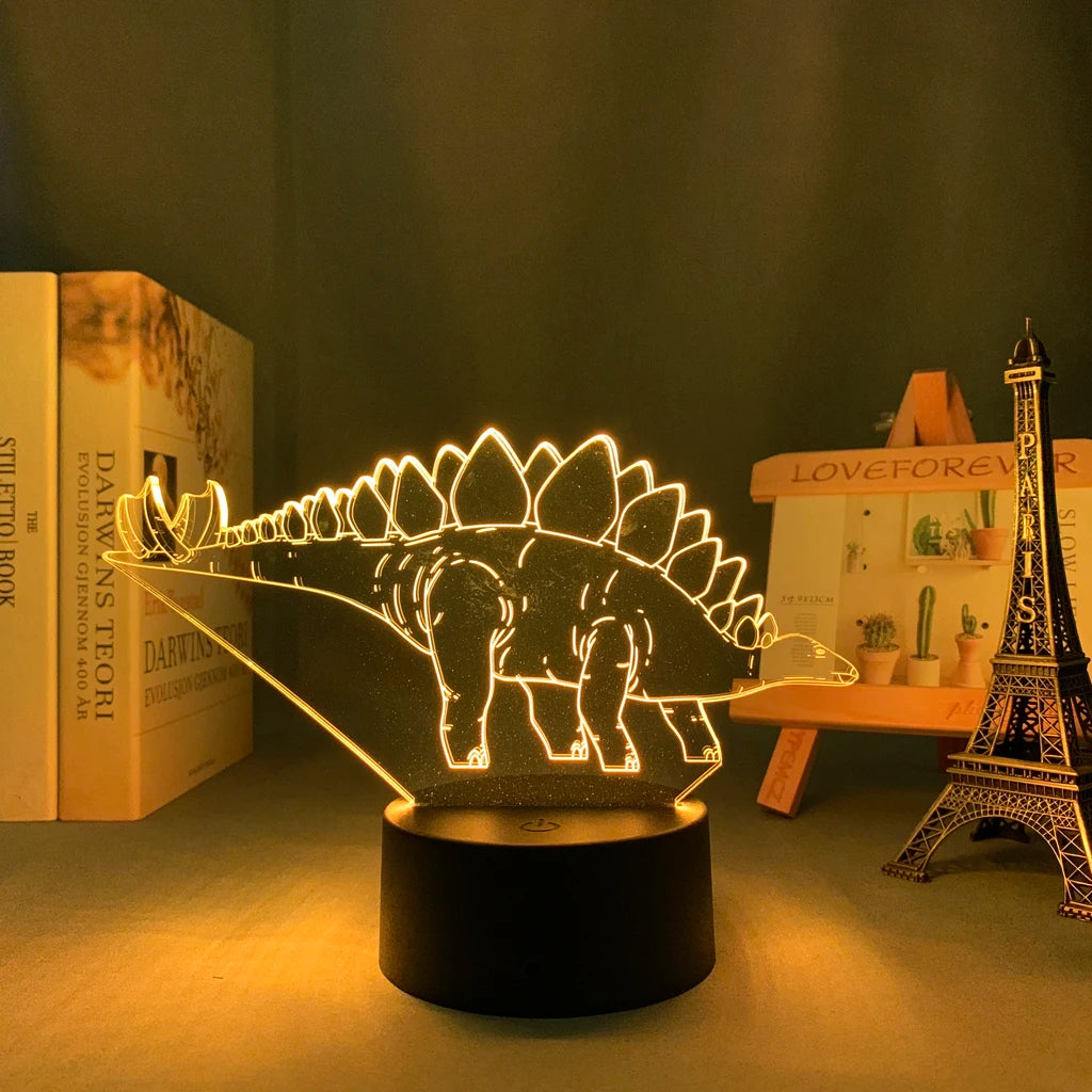 Baby Night Light Dinosaur Triceratops for Kids Bedroom Decor Nightlight Cool Birthday Gift 3d Illusion Acrylic Battery Desk Lamp
