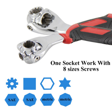 48 In 1 Universal Socket Wrench, Chrome Vanadium Steel, Multi-function Wrench Tool with 360 Degree Rotating Head Spanner Tool