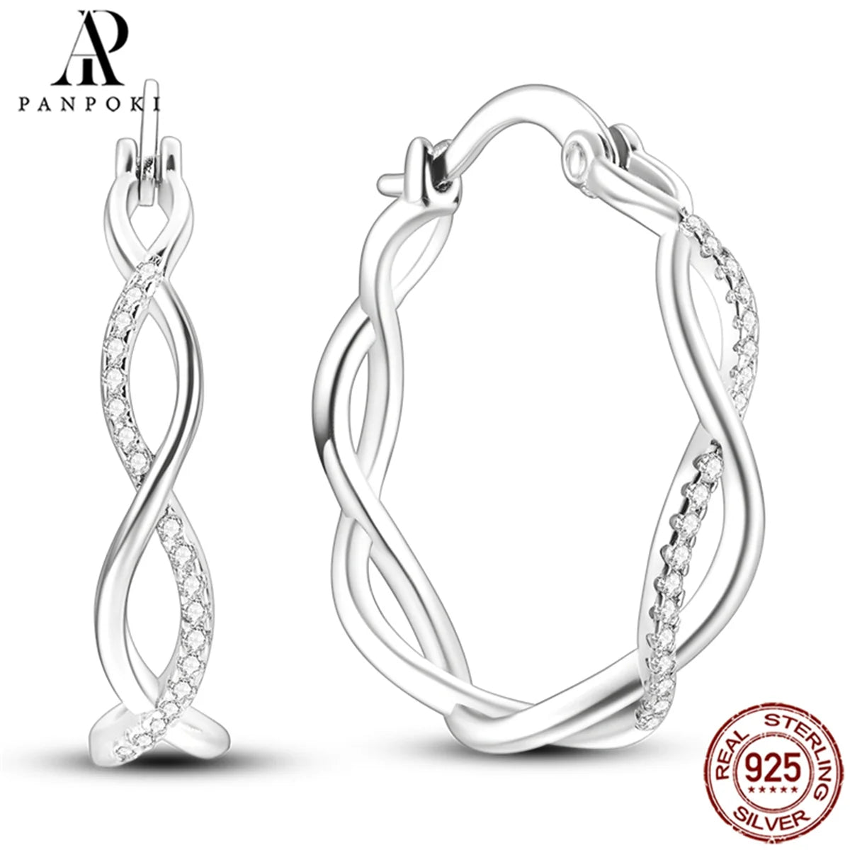 HOT 65 Style Sterling Silver 925 Pave Shiny CZ Heart Hoop Earrings Fit Original Earrings Fine Women Jewelry Fine Fashion Gifts