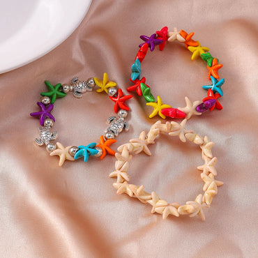 Bohemia Colorful Starfish Bracelets for Women Girls Turtle Beaded Bracelets Summer Beach Jewelry Gifts