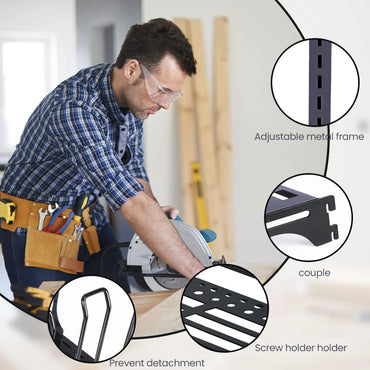 AIRAJ Wall-Mounted 3-Tier Storage Rack For Electric Tools Adjustable Heavy-Duty Garage Tool Organizer With Cordless Drill Holder