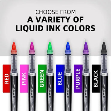 0.5mm Rollerball Pens 6 Assorted Colors Extra Fine Point Needle Pen Quick Dry Liquid Ink Pens Fine Point Smooth Writing Pen for