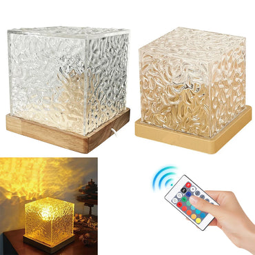 Rotating Water Ripple Small Night Lamp 16 Colors Water Ripple Cube Night Light Remote Control for Bedside Birthday Holiday Gift