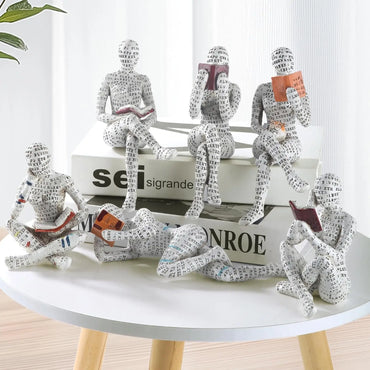 Home Decor Pulp Reading Women Thinker Statue Aesthetic Decoration on Shelf Table Desk for Living Room Office Bedroom A