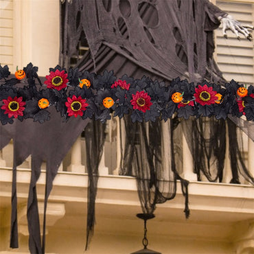 Artificial Fall Maple Leaf Wreath with Pumpkins and Berries for Halloween Thanksgiving Harvest Home Decorations