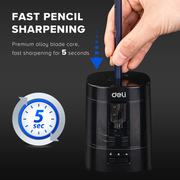 Deli Electric & Battery Pencil Sharpener, Automatic with Adjustable Thickness
