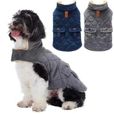 Winter Warm Plush Jackets for Pet Dogs Thickness Double Pockets Fashion Pet Dog Coats Puppy Clothes for Small Medium Large Dogs