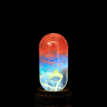 Creative Epoxy Resin Wood Light Lamp, Handmade Multi Color Aquatic Ocean Lamp Led Night Light Desktop Decor Birthday Gift