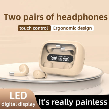 SK 2in1 Dual Headphones 5.4 Bluetooth Wireless Earphones Sports Sleeping Noise Reduction HD Call Headset HIFI Music Bass Earbuds