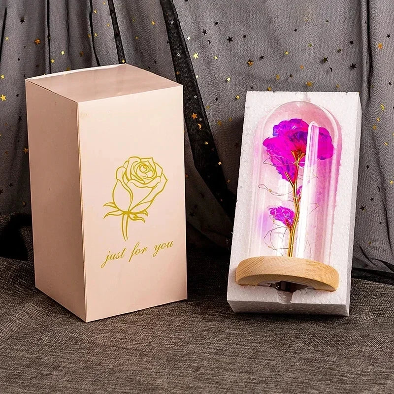 Mothers Day Gifts Beauty and The Beast Preserved Roses In Galaxy Rose LED Light Artificial Flower Gift for Mom Women Girls