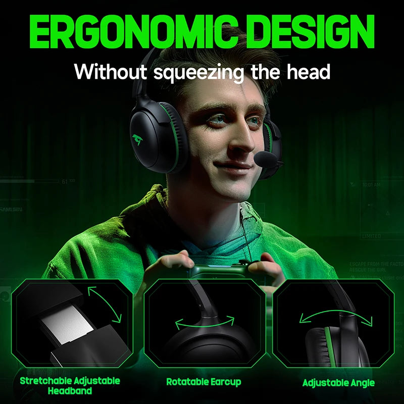 Kofire XG-ONE 2.4GHz XBOX Gaming Headset with ENC Mic Over-Ear Headphones 53mm Speaker 3D Sound  PC PS4 PS5 Options Game Music