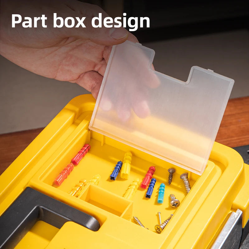 Deli 17in Plastic Tool Box, Storage Organizer with Secure Latch, Portable Design, Perfect for Home, Garage, and DIY Projects