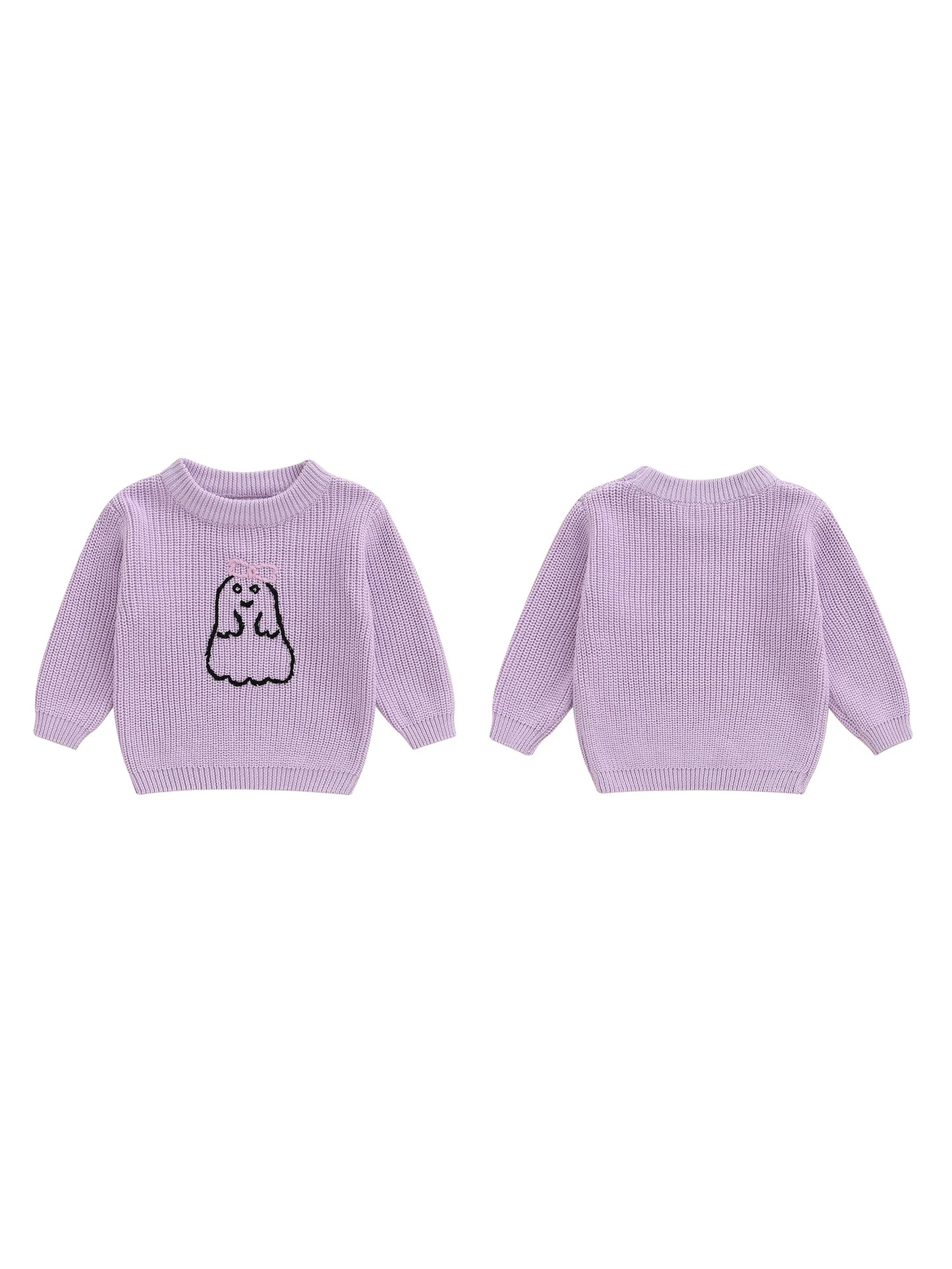 Infant Baby Boy Halloween Sweater Pumpkin Patchwork Applique Ribbed Crew Neck Long Sleeve Knitted Tops for Autumn Winter