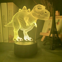 Baby Night Light Dinosaur Triceratops for Kids Bedroom Decor Nightlight Cool Birthday Gift 3d Illusion Acrylic Battery Desk Lamp