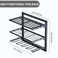 AIRAJ Wall-Mounted 3-Tier Storage Rack For Electric Tools Adjustable Heavy-Duty Garage Tool Organizer With Cordless Drill Holder
