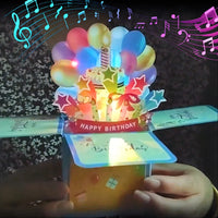 3D Pop Up Music Birthday Greeting Card with Lights and Candles, Creative Musical Card Box Message Card Surprise Birthday Gift