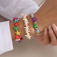 Bohemia Colorful Starfish Bracelets for Women Girls Turtle Beaded Bracelets Summer Beach Jewelry Gifts