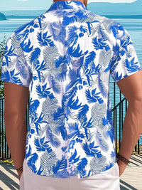 Men s Tropical Print Short Sleeve Hawaiian Shirt with Button Down Collar for Casual Beachwear and Everyday Wear