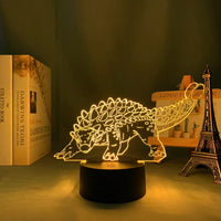 Baby Night Light Dinosaur Triceratops for Kids Bedroom Decor Nightlight Cool Birthday Gift 3d Illusion Acrylic Battery Desk Lamp