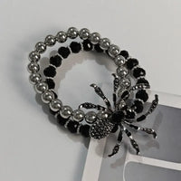 Gothic Black Spider Beads Bracelet for Women Men Unique Spider Web Charm Dark Personality Handmade Jewelry Gifts Accessories