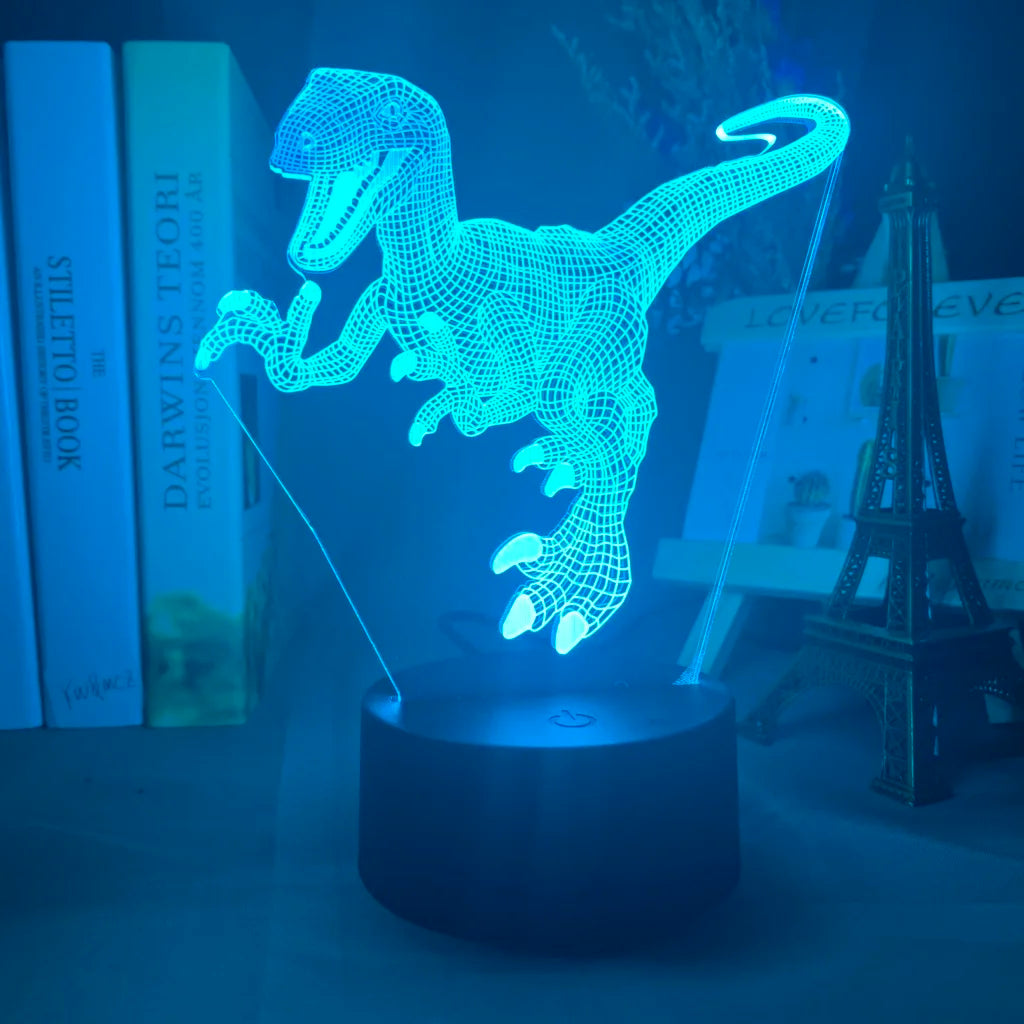 Baby Night Light Dinosaur Triceratops for Kids Bedroom Decor Nightlight Cool Birthday Gift 3d Illusion Acrylic Battery Desk Lamp
