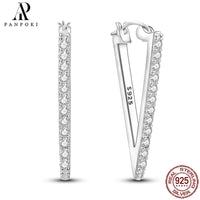 HOT 65 Style Sterling Silver 925 Pave Shiny CZ Heart Hoop Earrings Fit Original Earrings Fine Women Jewelry Fine Fashion Gifts