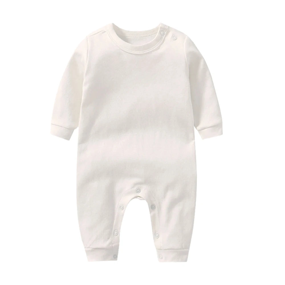 100% Cotton Baby Girl Jumpsuit Boy Rompers Solid Grows One-Pieces Newborn Sleepsuits Roupa de Bebe Jumpers Spring Autumn White