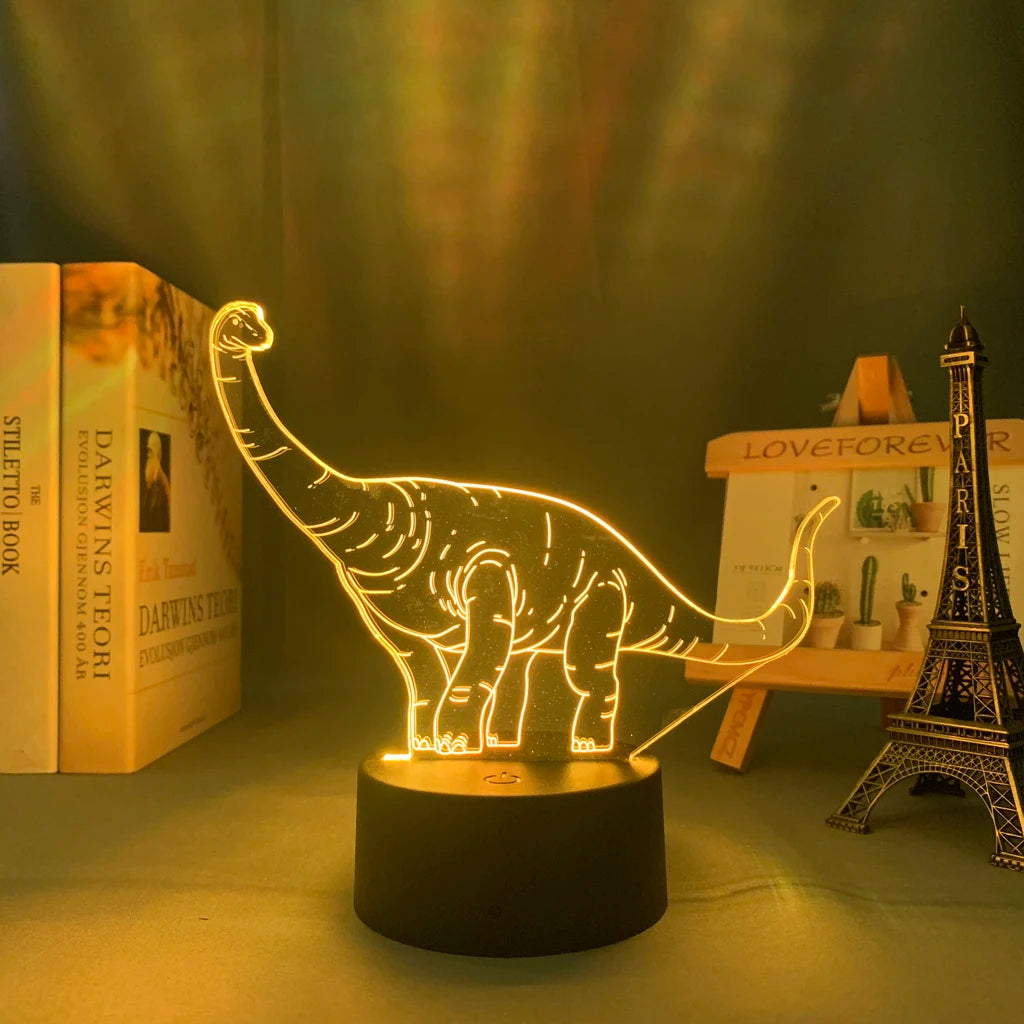Baby Night Light Dinosaur Triceratops for Kids Bedroom Decor Nightlight Cool Birthday Gift 3d Illusion Acrylic Battery Desk Lamp