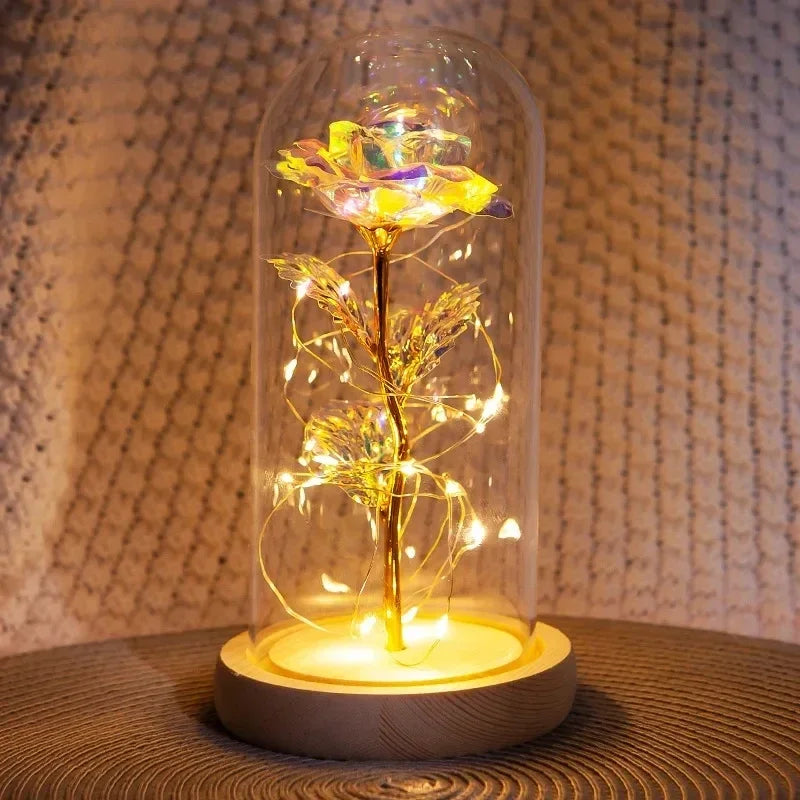 Mothers Day Gifts Beauty and The Beast Preserved Roses In  Galaxy Rose LED Light Artificial Flower Gift for Mom Women Girls