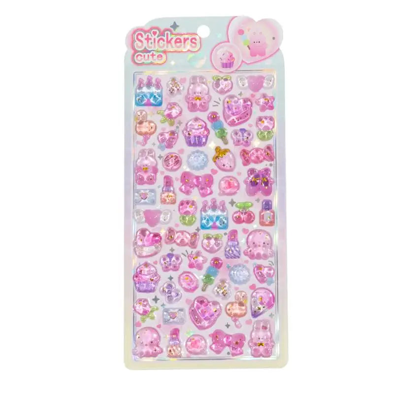 Cartoon Animal 3D Relief Crystal Stickers DIY Scrapbook Journal Phone Case Diary Decoration Gifts