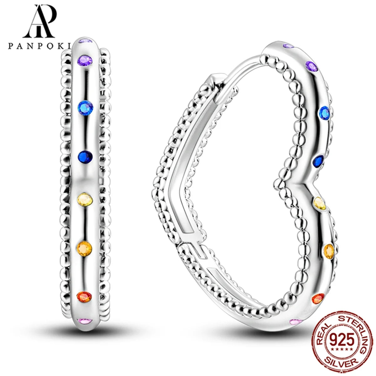 HOT 65 Style Sterling Silver 925 Pave Shiny CZ Heart Hoop Earrings Fit Original Earrings Fine Women Jewelry Fine Fashion Gifts