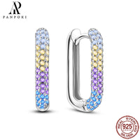 HOT 65 Style Sterling Silver 925 Pave Shiny CZ Heart Hoop Earrings Fit Original Earrings Fine Women Jewelry Fine Fashion Gifts