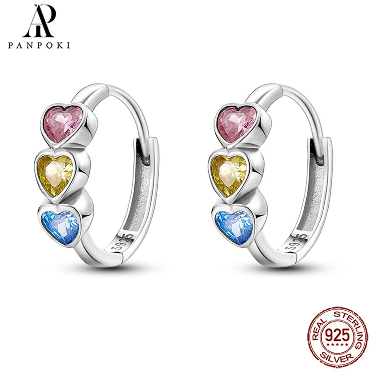 HOT 65 Style Sterling Silver 925 Pave Shiny CZ Heart Hoop Earrings Fit Original Earrings Fine Women Jewelry Fine Fashion Gifts