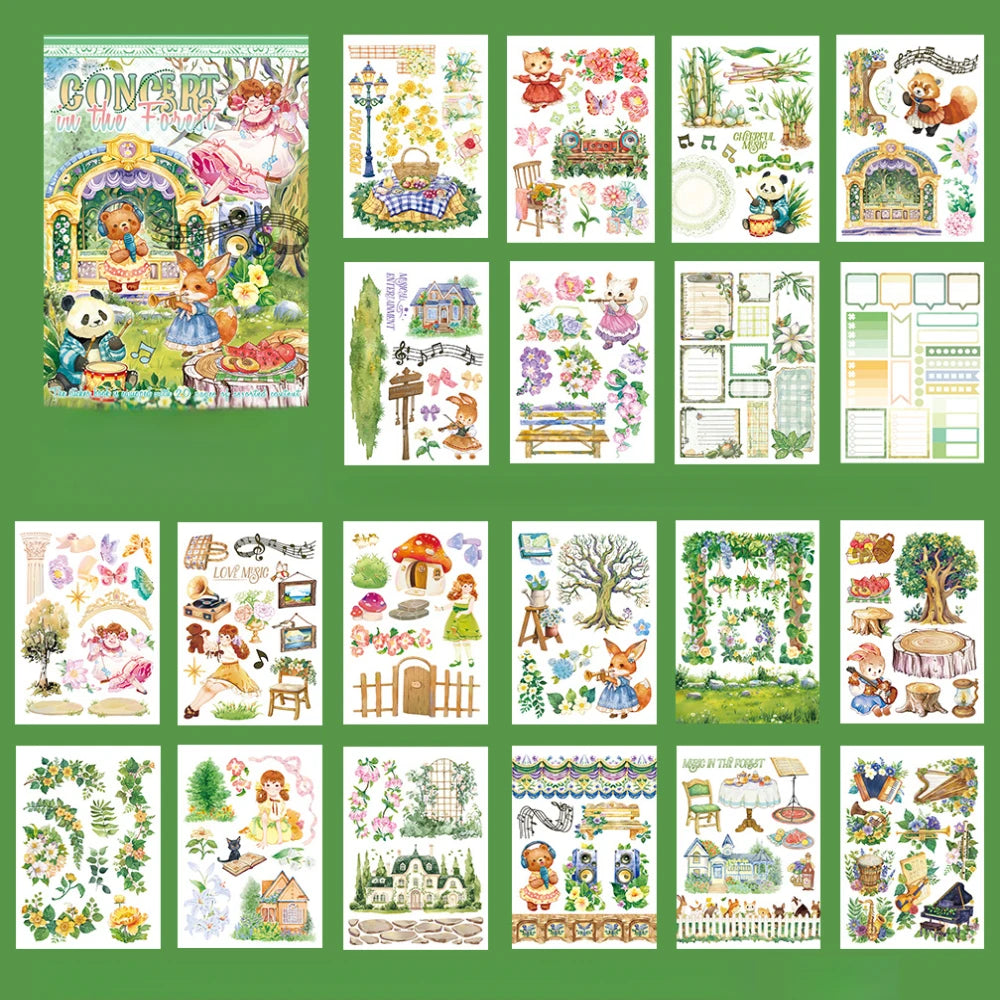A5 Western Style Character Theme Stickers Book PET Material Pre-cut Model Retro Literary Style Diary Decoration Basic Material
