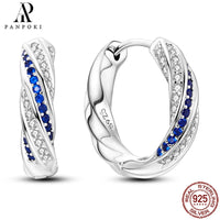 HOT 65 Style Sterling Silver 925 Pave Shiny CZ Heart Hoop Earrings Fit Original Earrings Fine Women Jewelry Fine Fashion Gifts