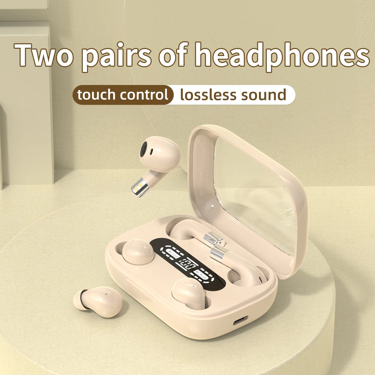 SK 2in1 Dual Headphones 5.4 Bluetooth Wireless Earphones Sports Sleeping Noise Reduction HD Call Headset HIFI Music Bass Earbuds