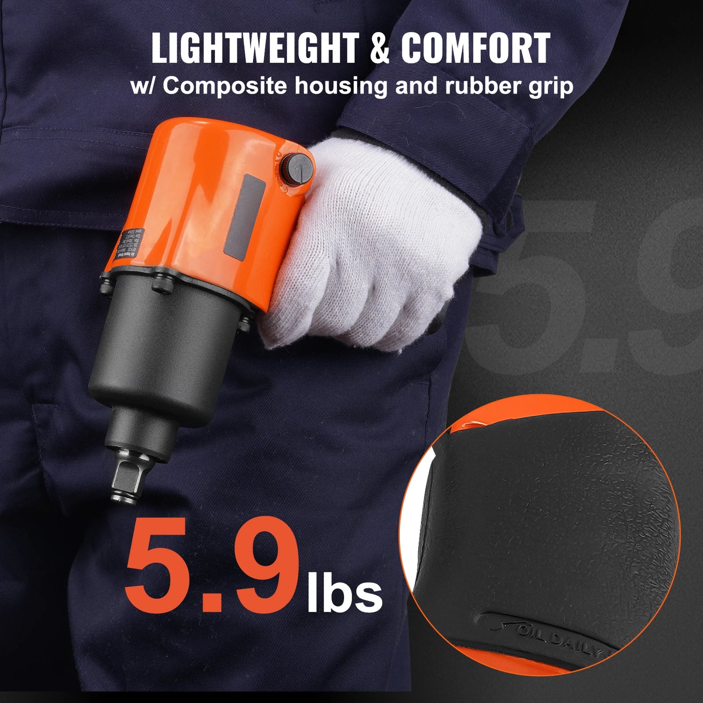SucceBuy Air Impact Wrench 1/2"Square Drive Air Impact Gun Up to 880ft-lbs Nut-busting Torque 7500RPM Lightweight Pneumatic Tool
