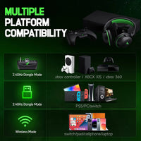 Kofire XG-ONE 2.4GHz XBOX Gaming Headset with ENC Mic Over-Ear Headphones 53mm Speaker 3D Sound  PC PS4 PS5 Options Game Music