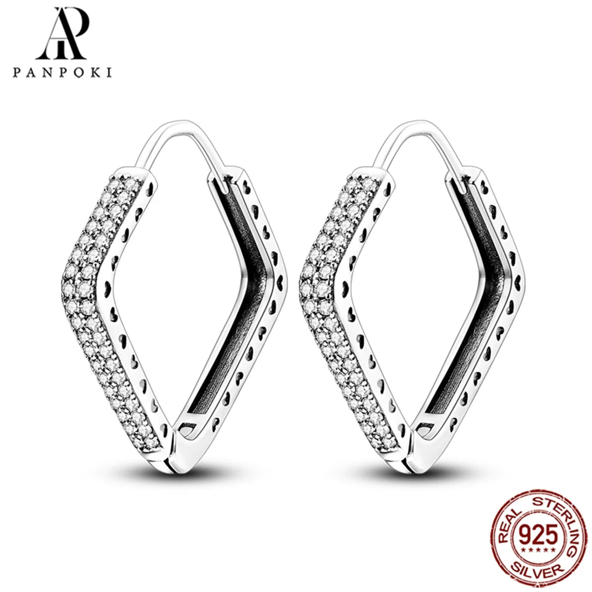 HOT 65 Style Sterling Silver 925 Pave Shiny CZ Heart Hoop Earrings Fit Original Earrings Fine Women Jewelry Fine Fashion Gifts