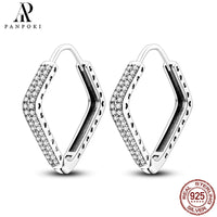 HOT 65 Style Sterling Silver 925 Pave Shiny CZ Heart Hoop Earrings Fit Original Earrings Fine Women Jewelry Fine Fashion Gifts