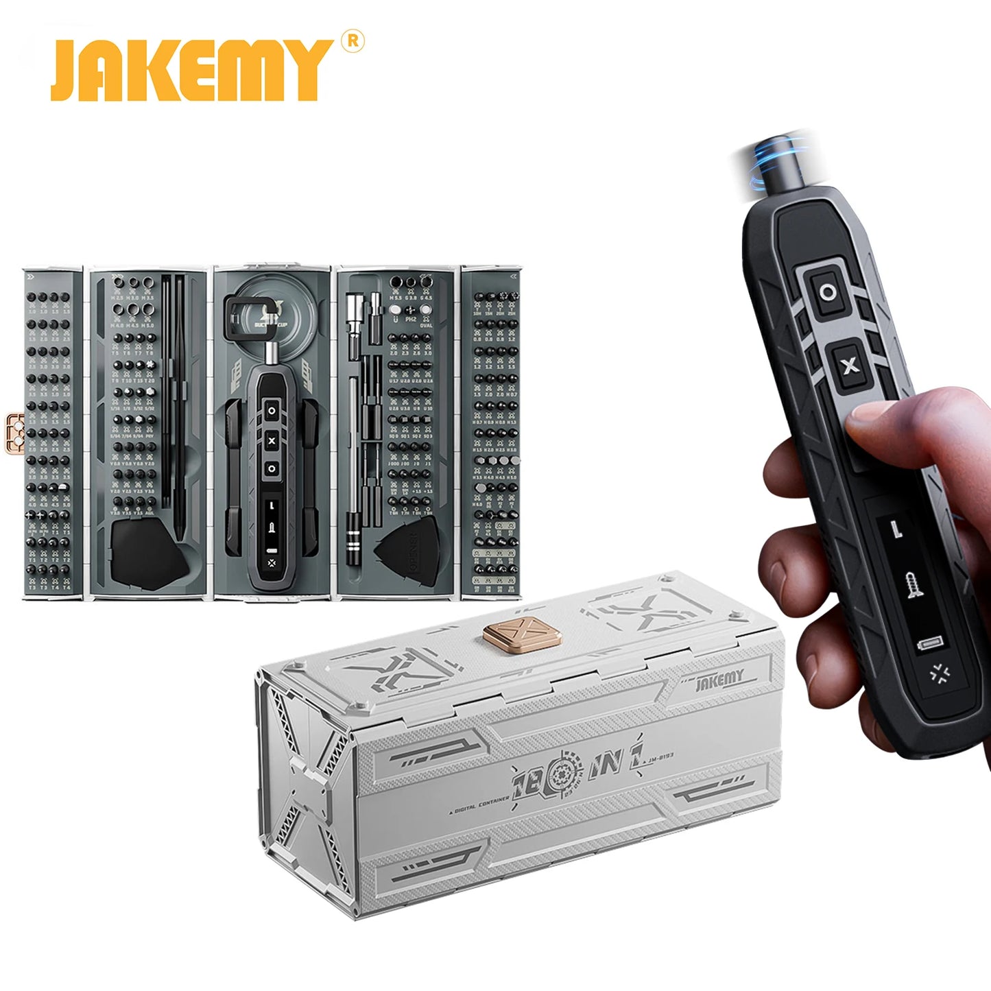 JAKEMY 180In1 Precision Cordless Electric Screwdriver Set,Magnetic Bits Multifunction Repair Kit For Laptop/Phone/Glasses