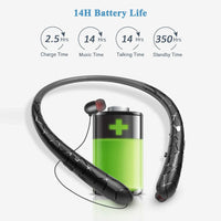 Neckband Headset Waterproof Running Headset Bluetooth-Compatible5.0 Noise Canceling Retractable Earbuds for Office Sports