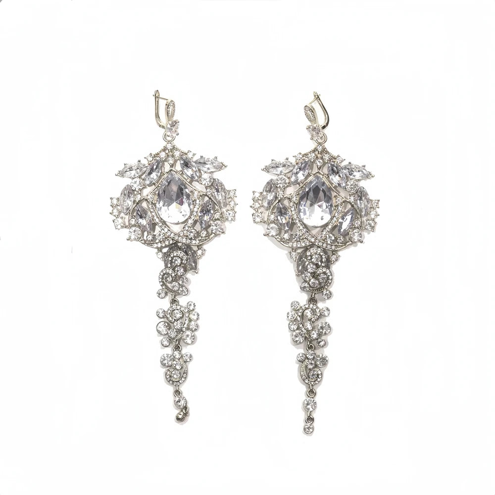 Stonefans Rhinestone Exaggerated Dangle Earrings for Women Wedding Gift 2024 Trendy Bridal Crystal Statement Earrings Banquet