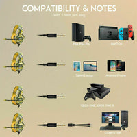 K1PRO Wired Gaming Headset for PS4 PC Xbox One PS5 Controller,Noise Cancelling Over Ear Headphones with Adjustable Mic,Bass Surr