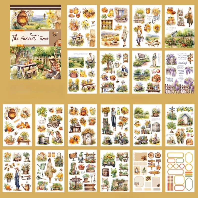 A5 Western Style Character Theme Stickers Book PET Material Pre-cut Model Retro Literary Style Diary Decoration Basic Material