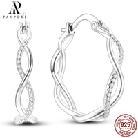 HOT 65 Style Sterling Silver 925 Pave Shiny CZ Heart Hoop Earrings Fit Original Earrings Fine Women Jewelry Fine Fashion Gifts